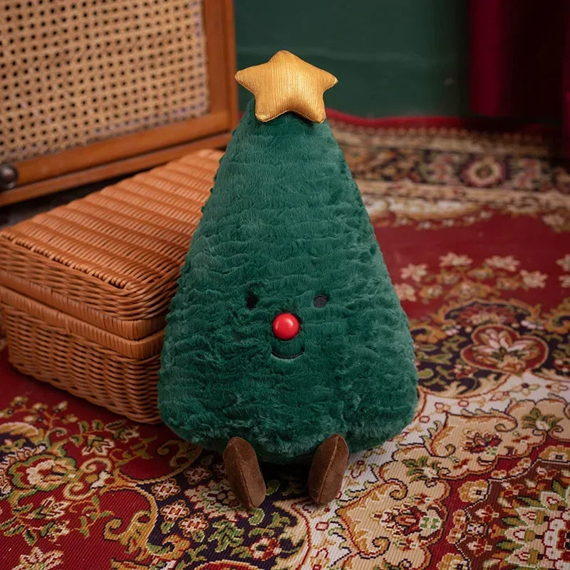 Kawaii High Quality Christmas Plush Toy Doll Pillow Christmas Tree Gingerbread Man Santa Claus Wreath Party Decoration Girl Gift