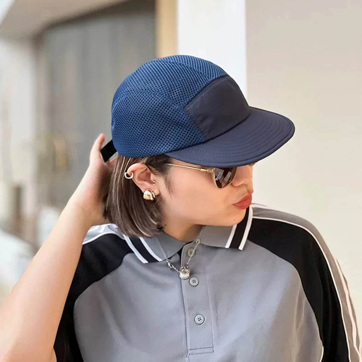 New Unisex Quick Drying Korean Casual Solid Baseball Hats Sunshade Mesh Breathable Peaked Caps Versatile Short Eave Fashion ins