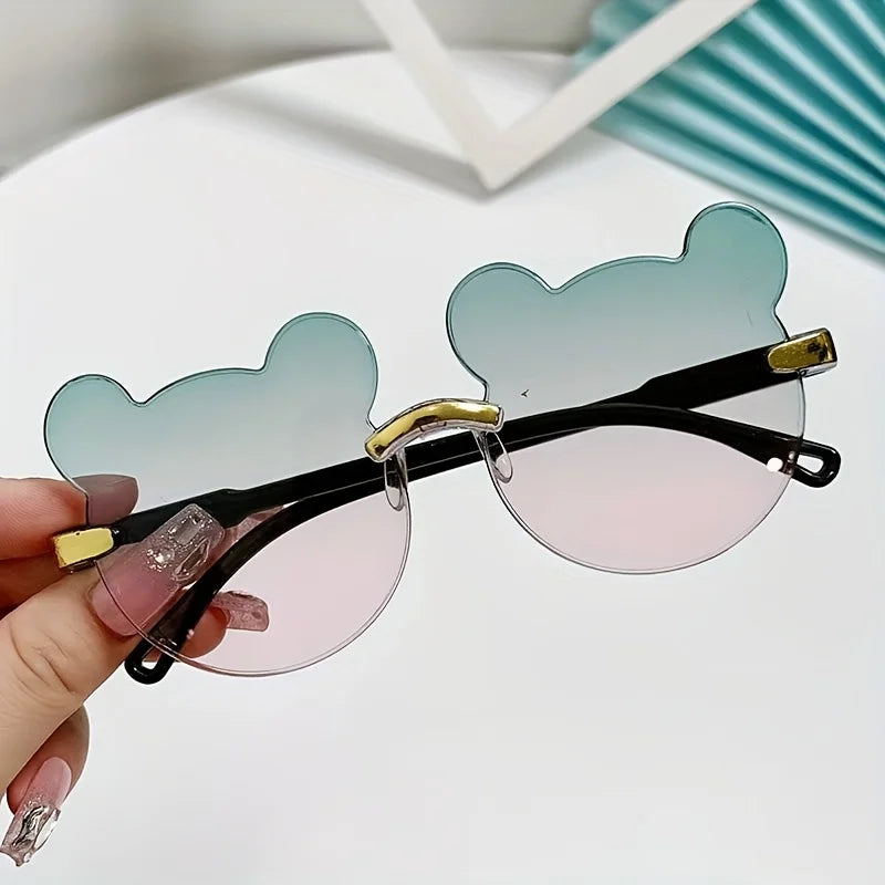 A Pair of Transparent Cute Teddy Bear Costume Glasses Cartoon Teddy Bear Shape Suitable for Festivals Parties Birthdays