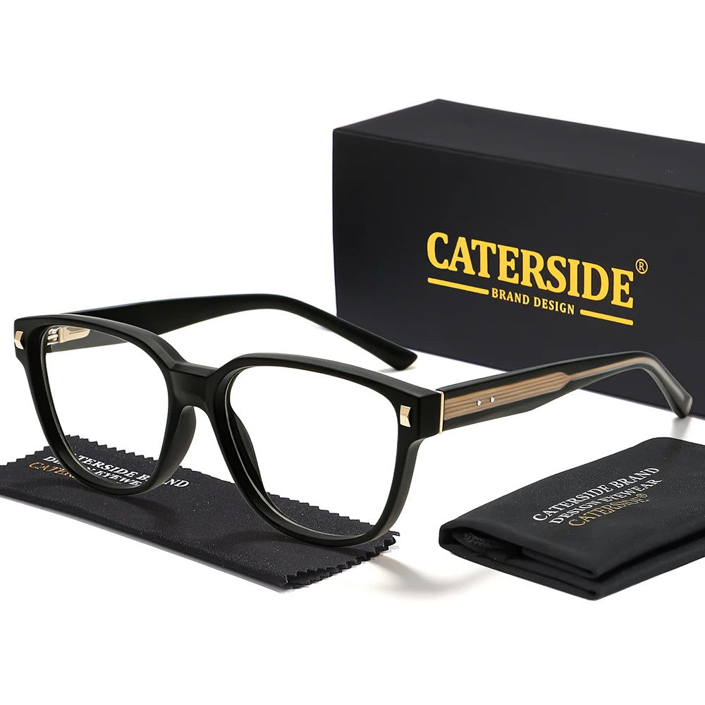 CATERSIDE Classic Men's Anti Blue Light Glasses Square Polycarbonate Glasses Frame Women's Travel Business Holiday Gift Glasses
