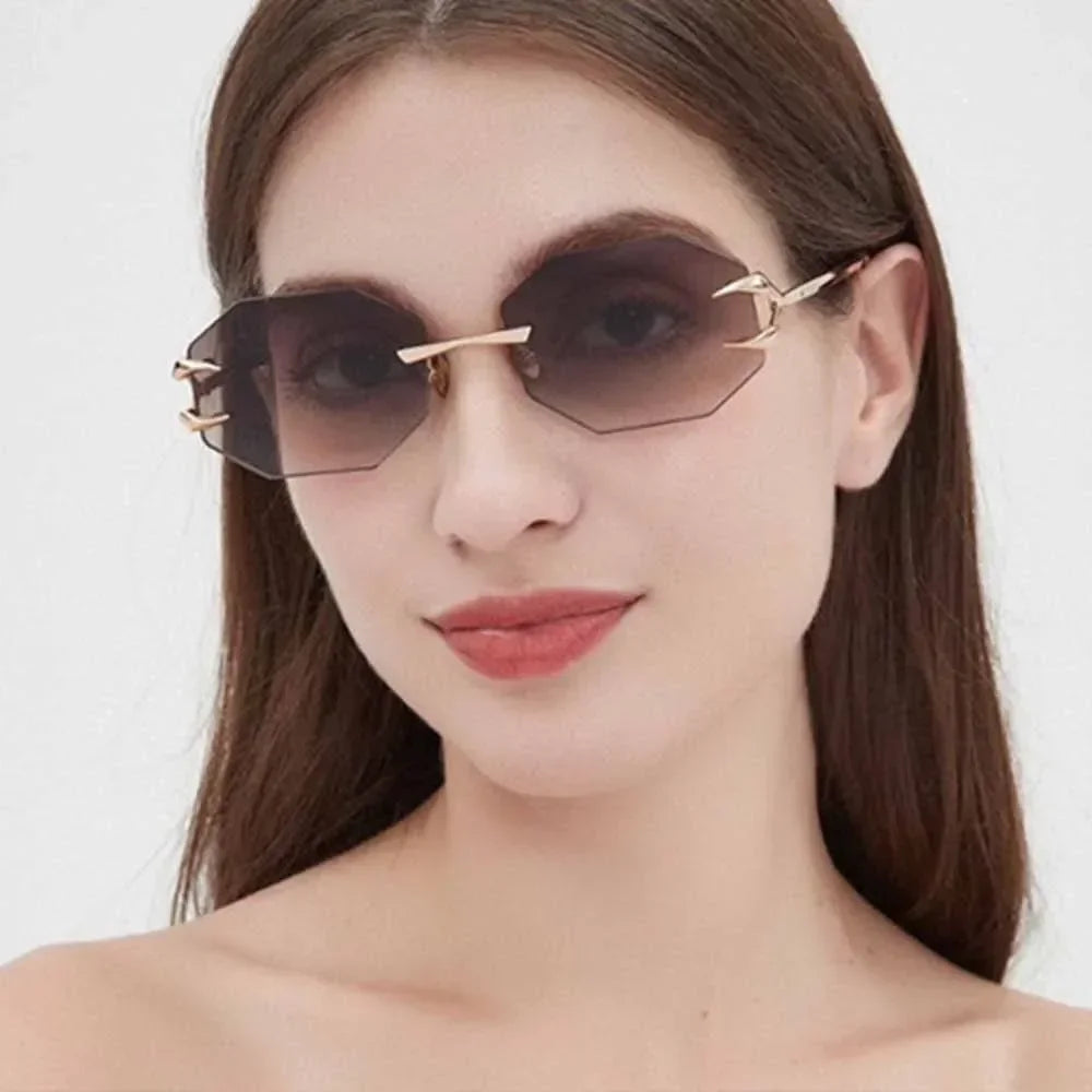 JNPCXI Retro Sunglasses Women Fashion Rimless Sun Glasses Men Shades Cutting Lens Ladies Frameless Eyeglasses
