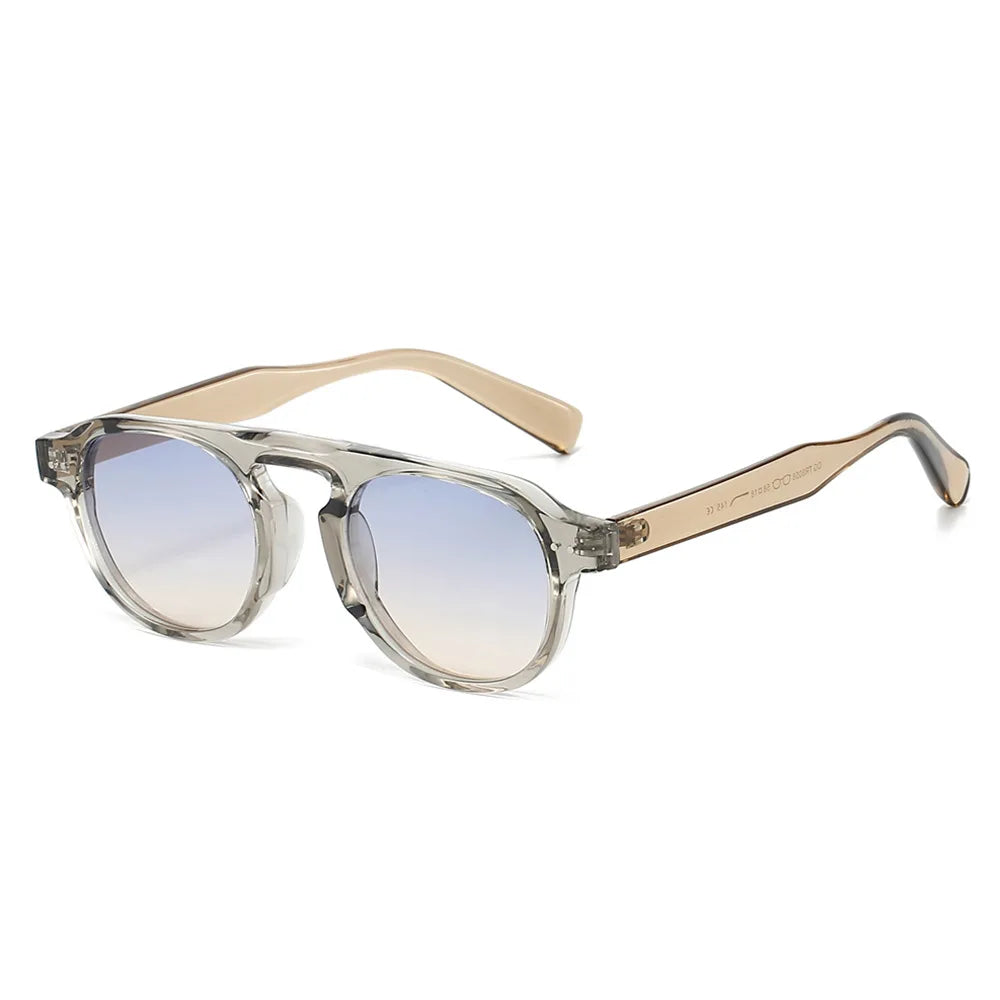 JNPCXI New Retro Square TR90 Women Sunglasses Fashion Rivets Men Punk Gradient Tea Sun Glasses Shades UV400
