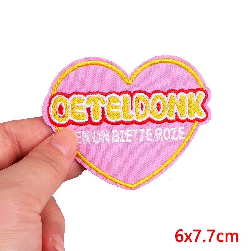 Netherland Oeteldonk Emblem Embroidery Patch Iron On Patches For Clothes DIY Star Heart Carnival For Netherland Embroidery Patch