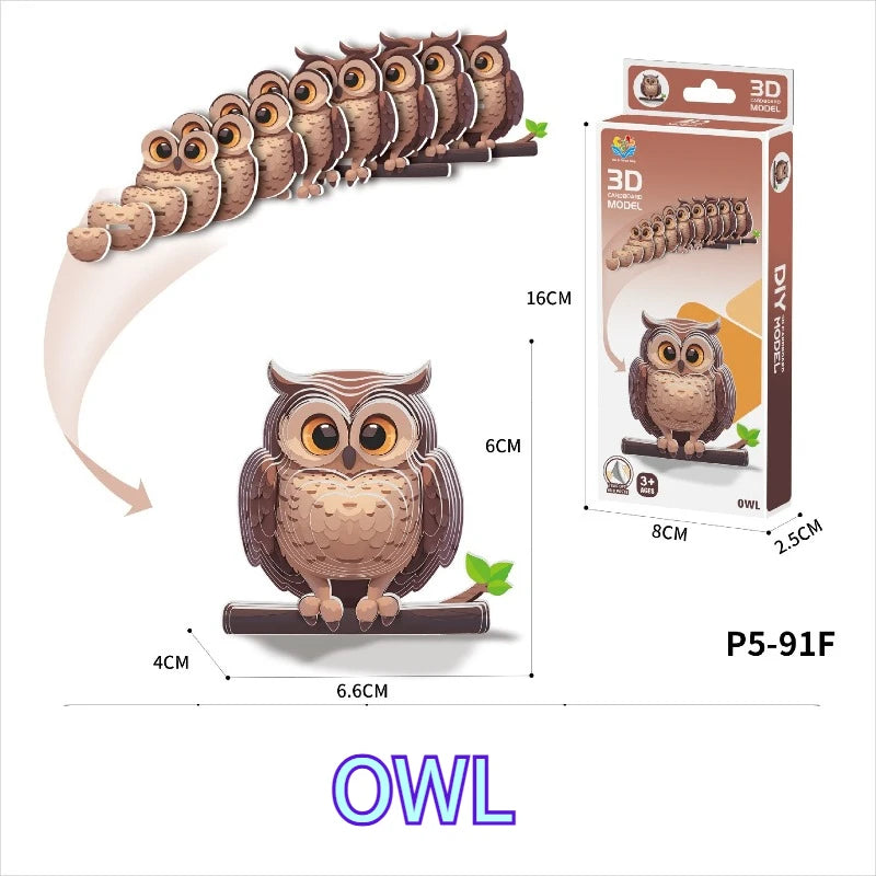Cartoon paper 3d three-dimensional puzzle toy children's animal world kindergarten handmade educational DIY model ornament