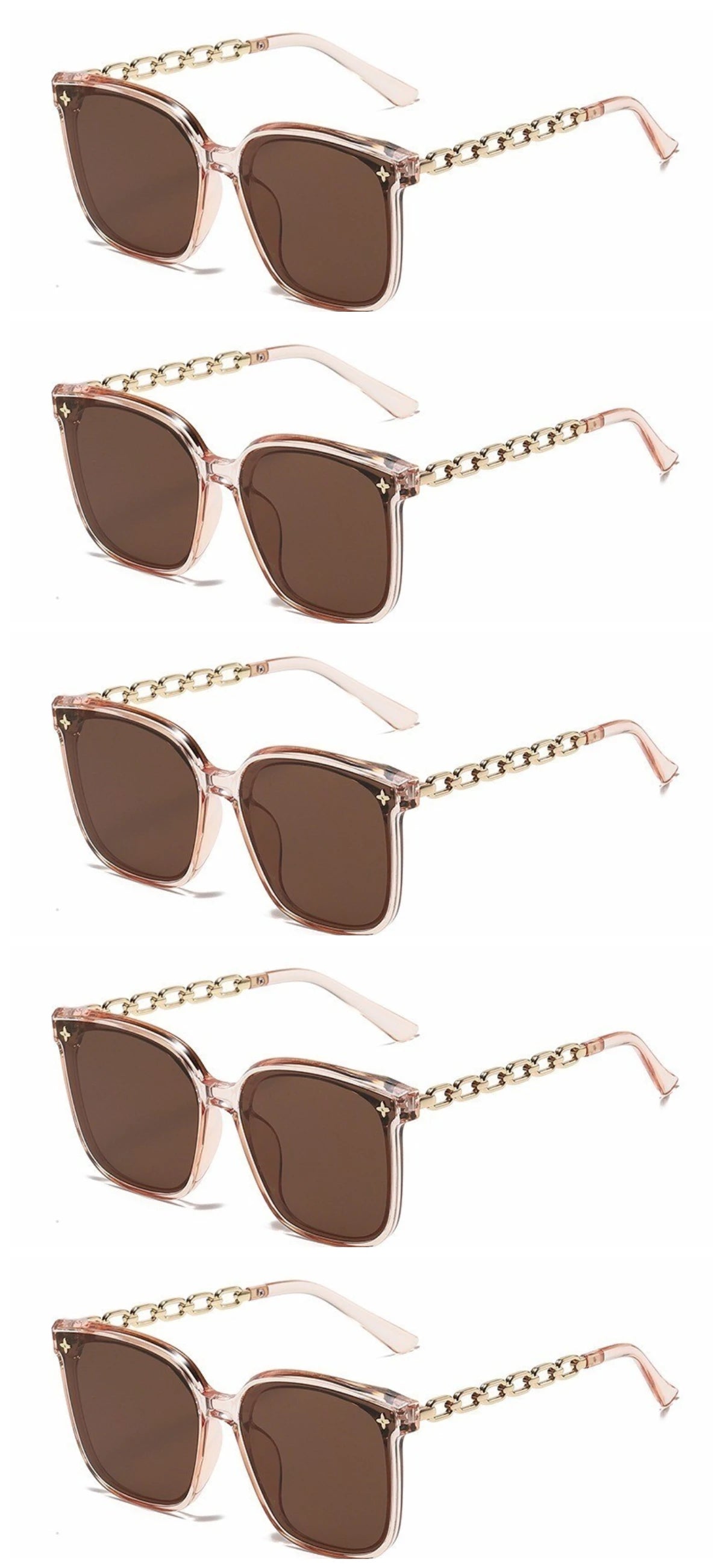 5pcs Classic Square Men's and Women's Sunglasses, Retro Large Frame UV Resistant Sunglasses