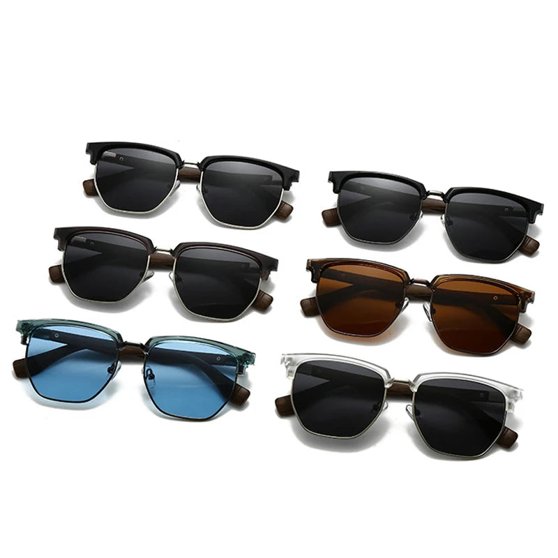 JNPCXI New Polarized Oval Metal Punk Women Sunglasses Fashion Clear Ocean Lens Shades UV400 Men Sun Glasses