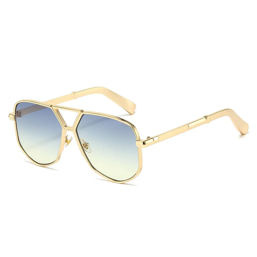 JNPCXI New Oversized Pilot Sunglasses Men Brand Designer Double Bridge Sun Glasses UV400 Metal Frames Beach Holiday Shades