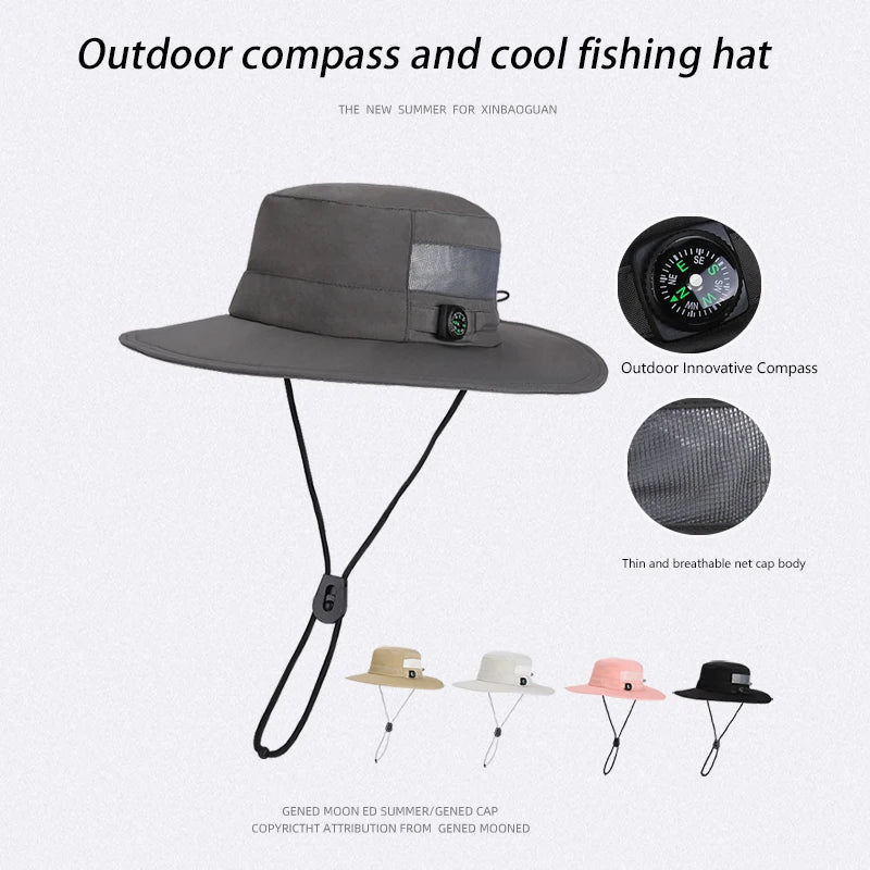 6146-New summer sun protection hat for ladies, quick-drying, waterproof and breathable wide-brimmed fishermanhatformenfishingand