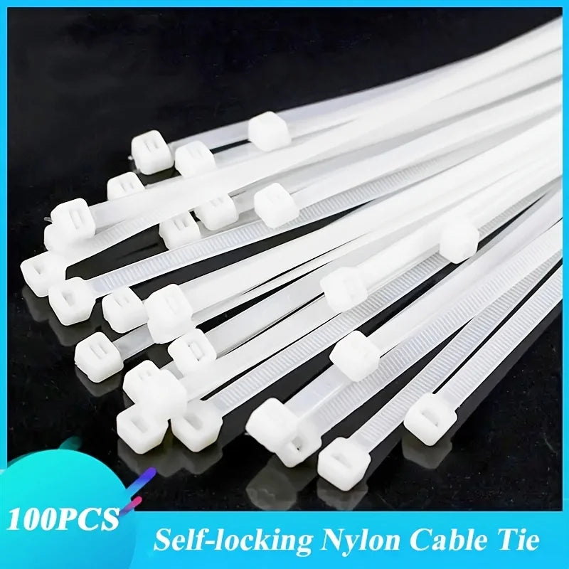 100Pcs Nylon Cable Ties Self-locking Cord Ties Straps Adjustable Cables Fastening Loop Home Office Wire Zip Ties Wholesale