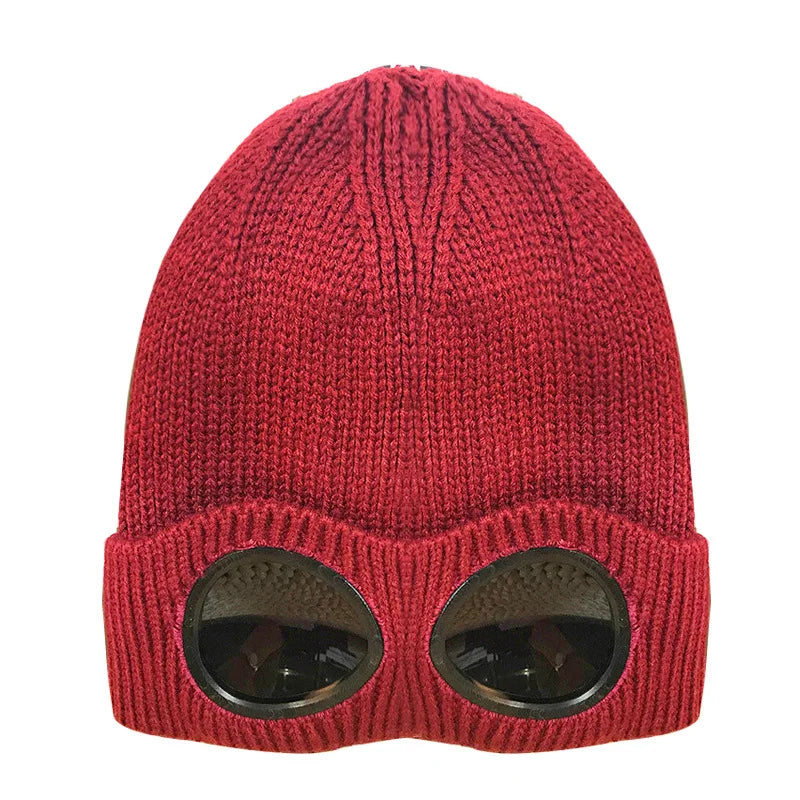 Xinbaoguan 60% acrylic 9535 new winter windproof glasses cover knitted cap for both men and women, with plush warm yarn cap
