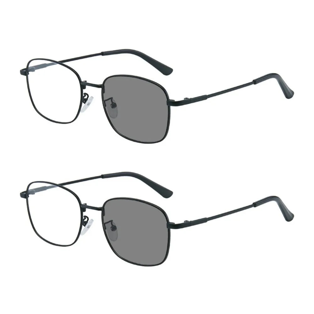 2PCS Multifunctional 2 in 1 Photochromic Glasses for Women Anti Blue Light Anti Radiation PC Frame Eyeglasses Unisex Glasses