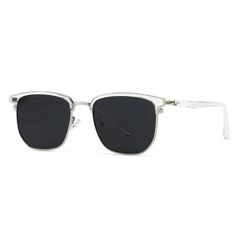 JNPCXI New Polarized Square Metal Men Luxury Sunglasses Fashion Gradient Women Shades UV400 Clear Lens Frame