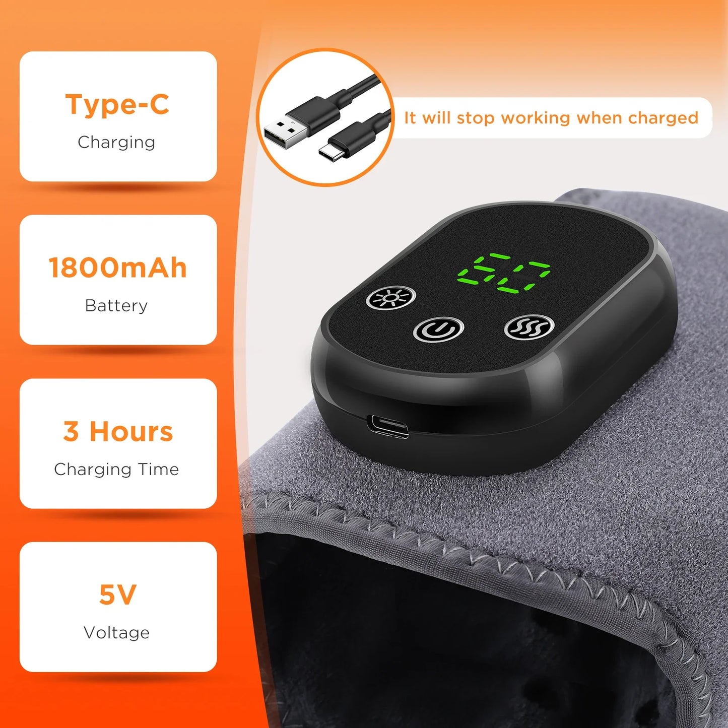 3/5 Level Heating Ankle Guard Vibration Massage Hot Compress Foot Brace Ankle Wrap Feet Protector Rechargeable Thermal Foot Band