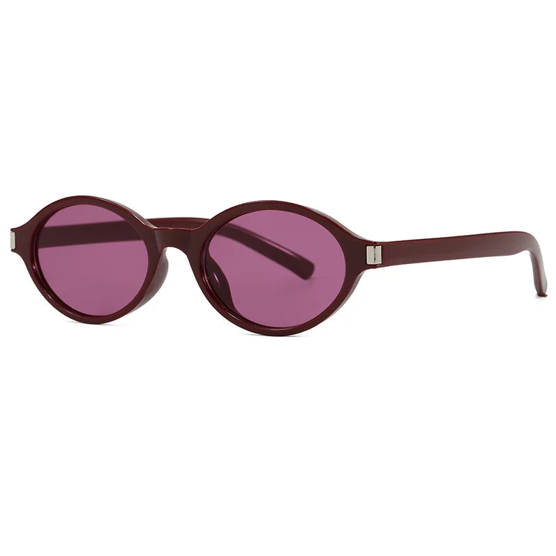 JNPCXI New Fashion Small Oval Sunglasses Women Shades UV400 Retro Punk Men Red Sun Glasses