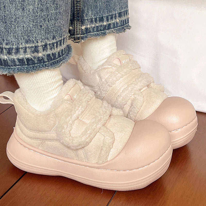 Cute Big Toe Platform Snow Boots Women Thick Bottom Non Slip Cotton Padded Shoes Woman Comfort Thicken Plush Warm Winter Shoes