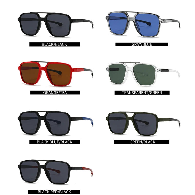 JNPCXI New Vintage Double Bridge Square Pilot Sunglasses Men Luxury Classic Women Green Sun Glass Driving Shades UV400