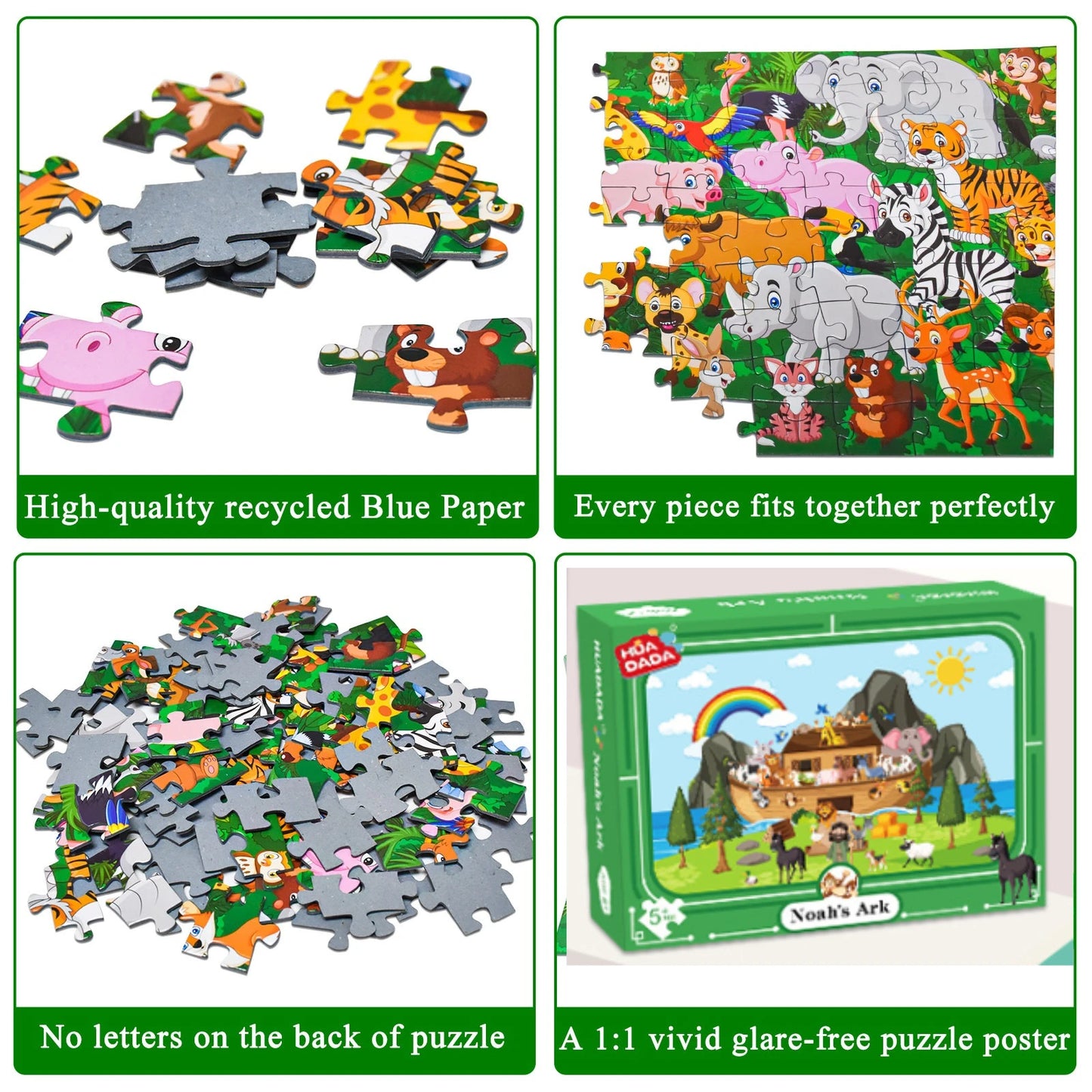 38x25 finished size Children's Paper Puzzle 100 Pieces Blue Card Animal Cartoon Puzzle Educational Toy Perfect Gift for Kids