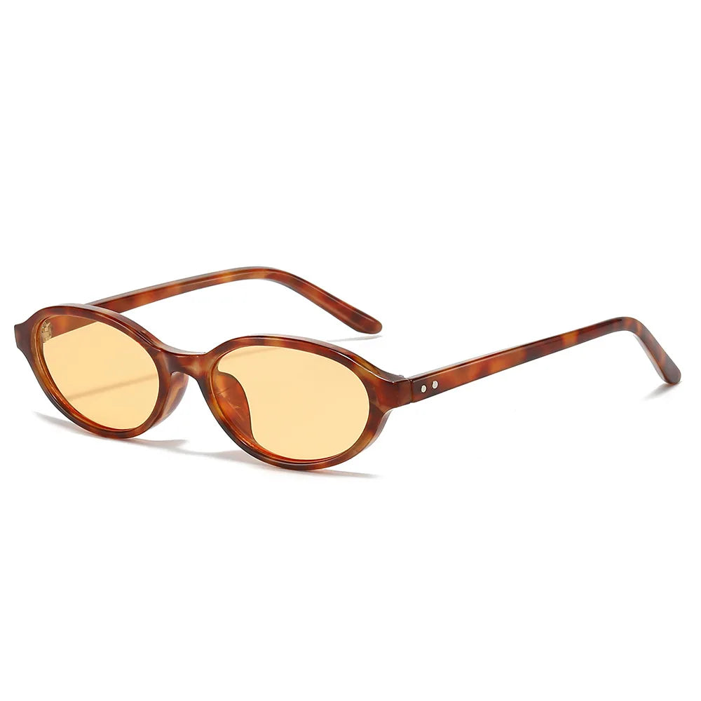 JNPCXI New Small Sunglasses Women Fashion Tea Shades UV400 Retro Rivets Men Punk Sun Glasses