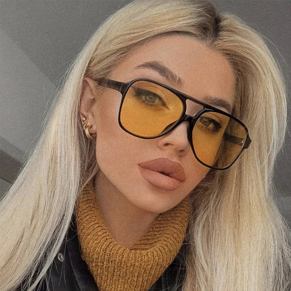 JNPCXI Double Bridge Classic Pilot Sunglasses Women Retro Vintage Sun Shades Glasses Unisex Driving Eyewear
