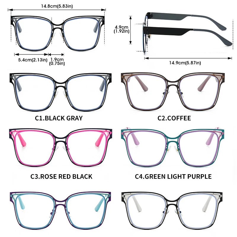 JNPCXI New Square Follow Oversized Fashion Glasses For Women Trendy Double Color Frame Clear Lens Computer Ladies Eyewear