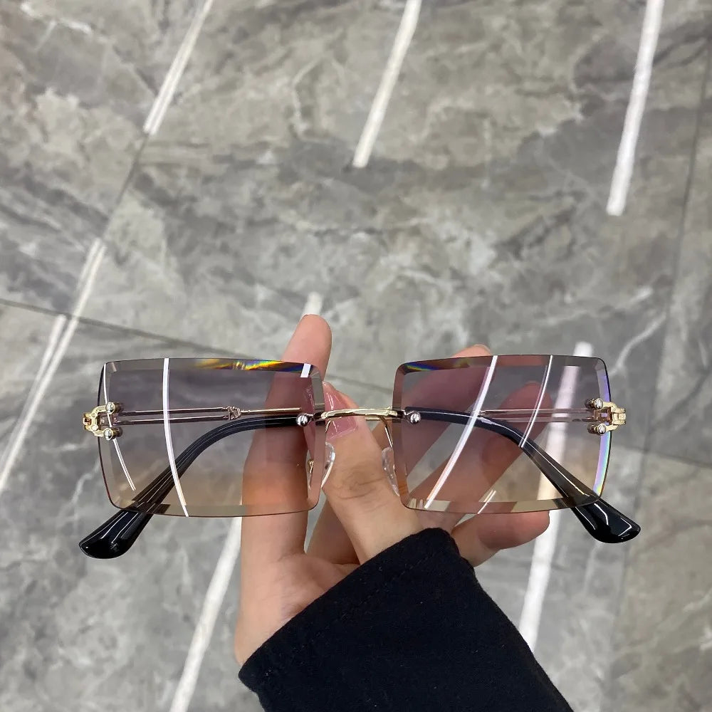 Frameless Trimmed Square Sunglasses Fashion Sunglasses Women European and American Trend Eyewear