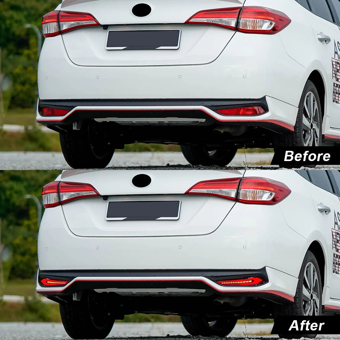 For Toyota Vios 2019 For Yaris 2017 2018 2019 LED Rear Bumper Reflector Lights Running Brake Warning Dynamic Turn Signal Lamps