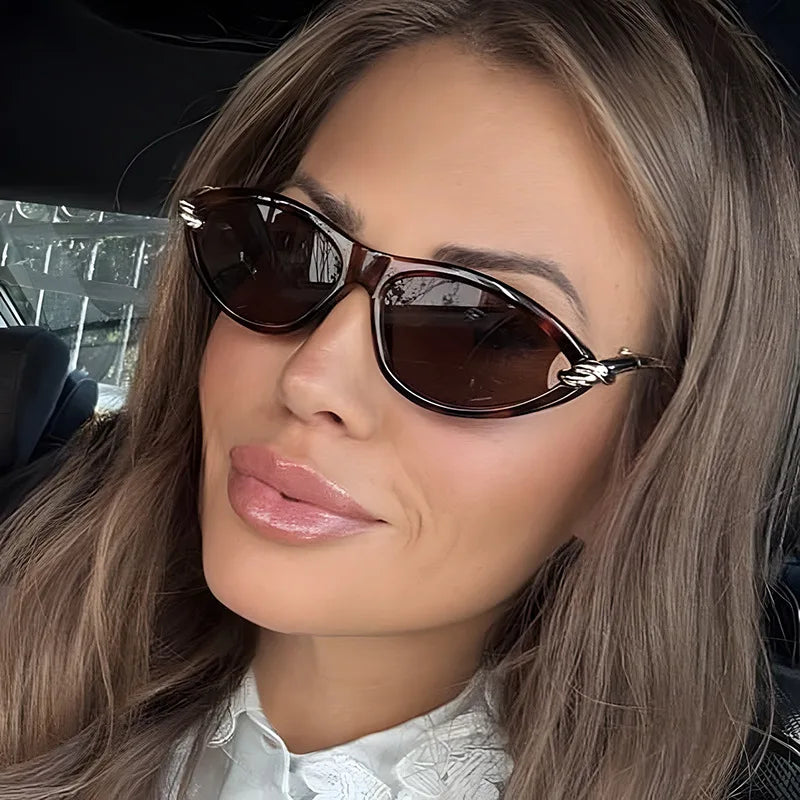 JNPCXI New Fashion Cat Eye Candy Color Women Luxury Sunglasses Brand Designer Oval Hollow Shades Men Sun Glasses UV400