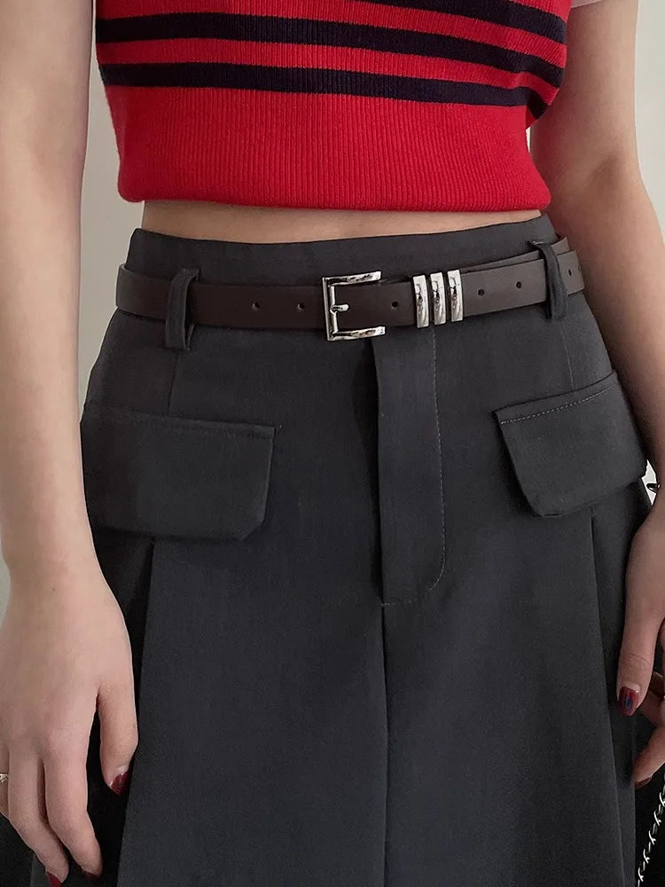 Small Belt Ladies New Decorative Dress With A Black Belt Fashion Simple Korean Department