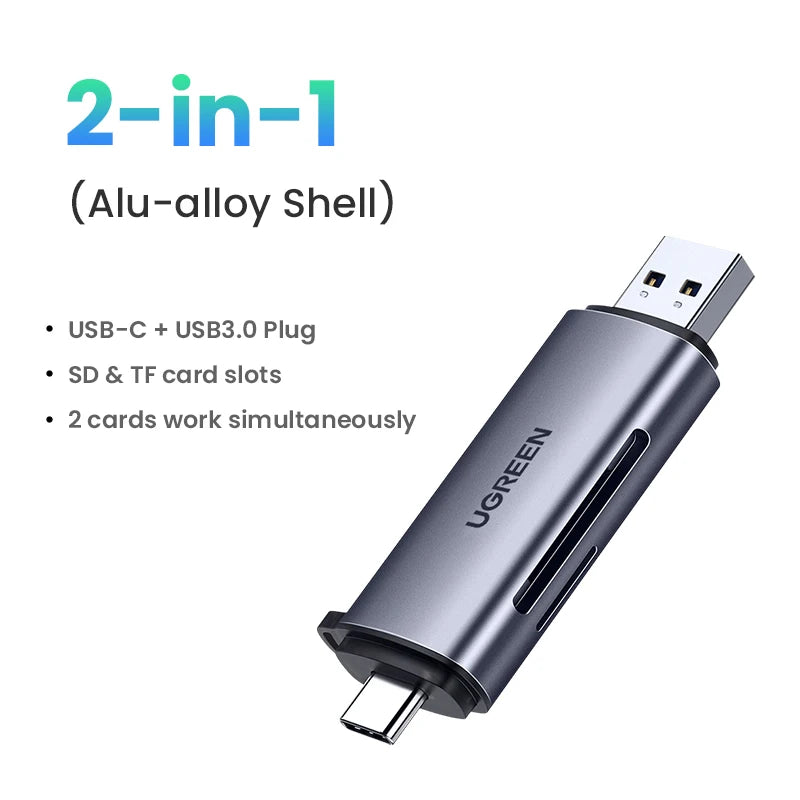 Card Reader USB3.0&USB C to SD MicroSD TF Thunderbolt 3 for Laptop Smart Memory