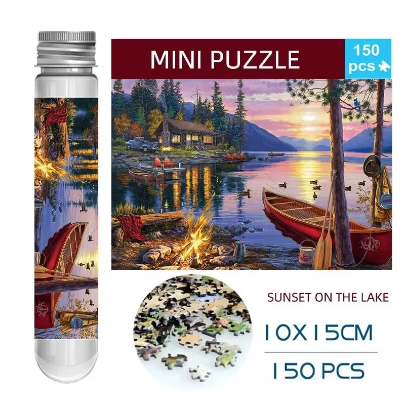 MaxRenard Jigsaw Puzzle Mini Pieces 150pcs Test Tube Family Game Portable Perfect for Home Decor and Relaxation Gift