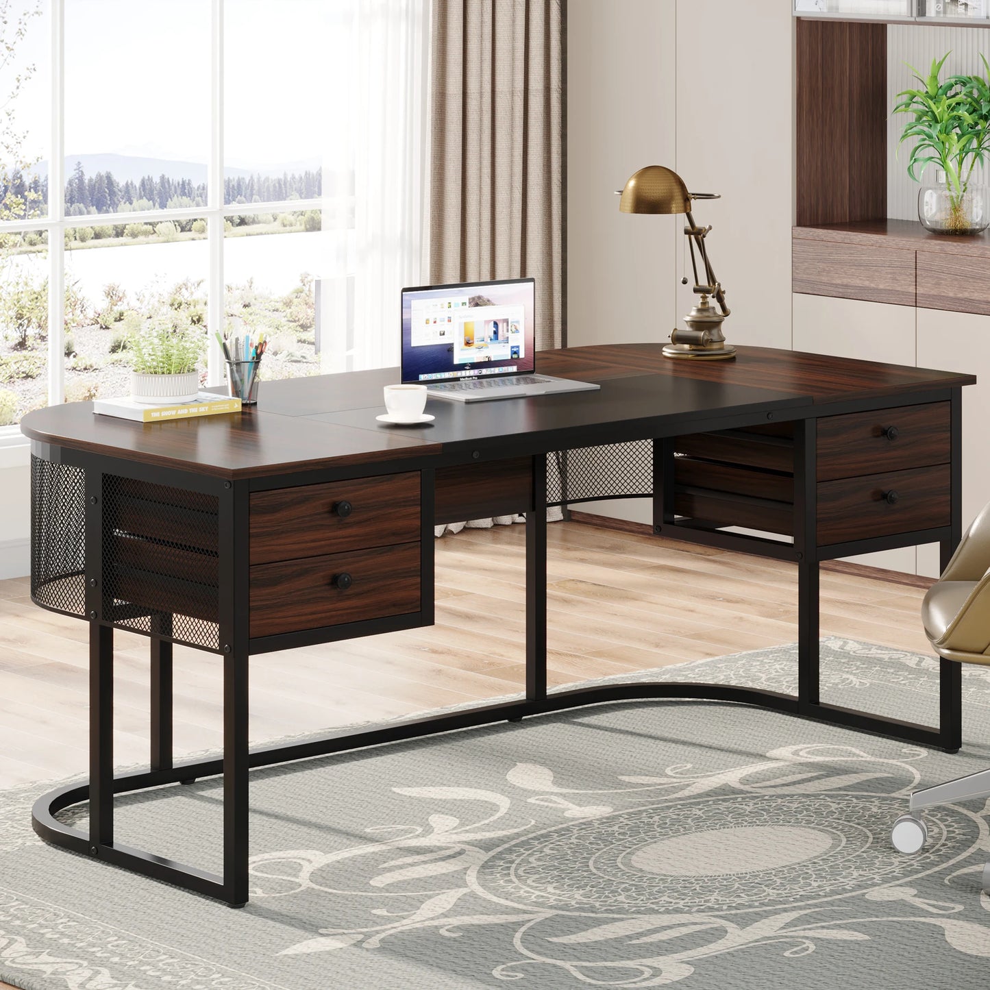 Tribesigns 63" Executive Desk with 4 Drawers,Business Furniture Desk Workstation