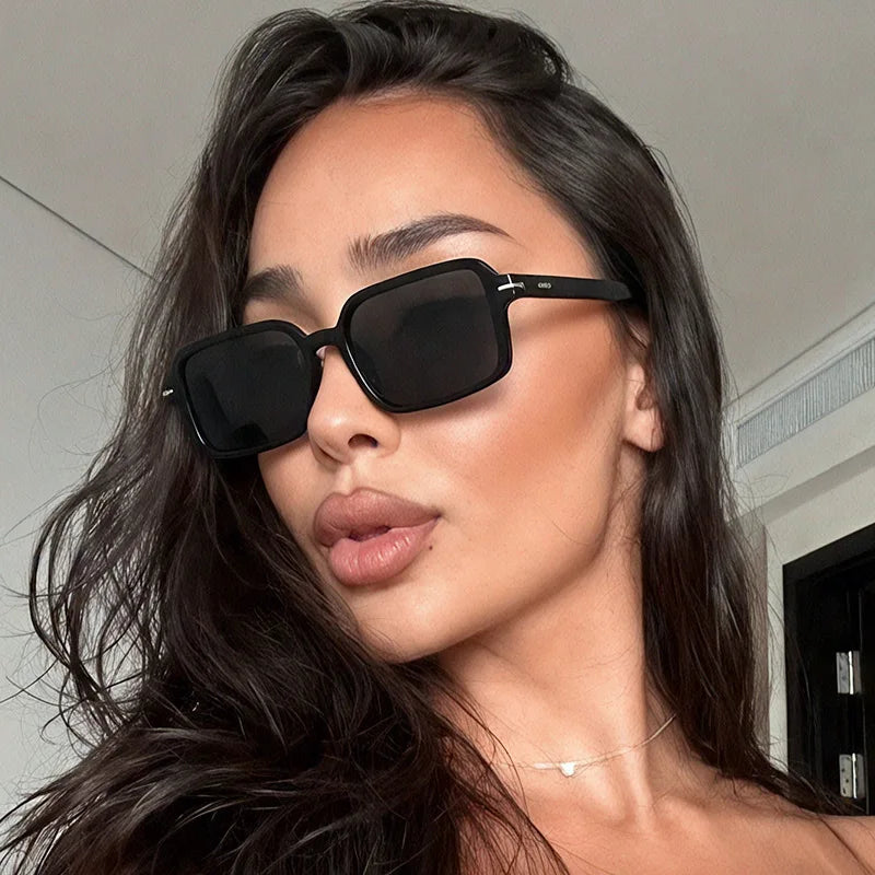 JNPCXI Retro Rectangle Sunglasses Women Fashion Rivets Eyewear Men Trending Punk Leopard Blue Sun Glasses Shades UV400