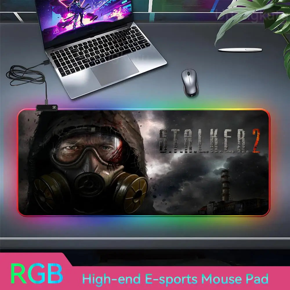 Stalker2 PC Mouse RGB 3mm Rubber Mouse Pad LED Lamp Desk Anime Keyboard Mat 15