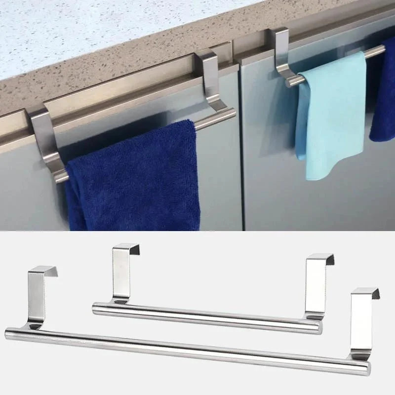 1pc Stainless Steel Towel Rack Bathroom Towel Holder Stand Kitchen Cabinet Door Hanging Organizer Shelf Wall Mounted Towel Bar
