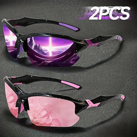 2PCS Unisex Fashion Semi-Framed Sports Sunglasses
