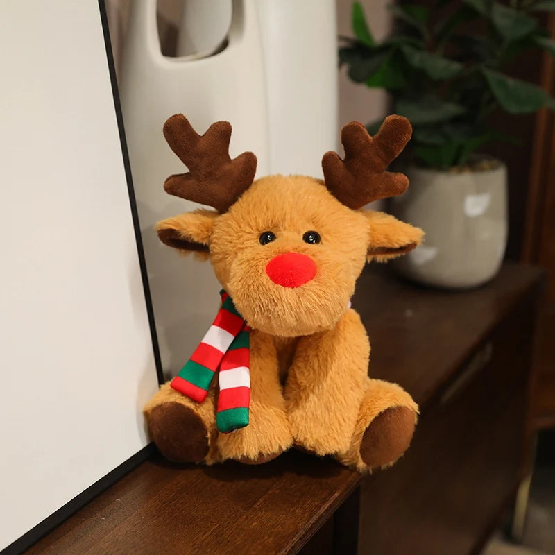 Lovely Cartoon Christmas Scarf Bear Penguin Soft Stuffed Elk Teddy Bear Doll Plush Toy Decoration Girl Boy Kids Christmas Gift