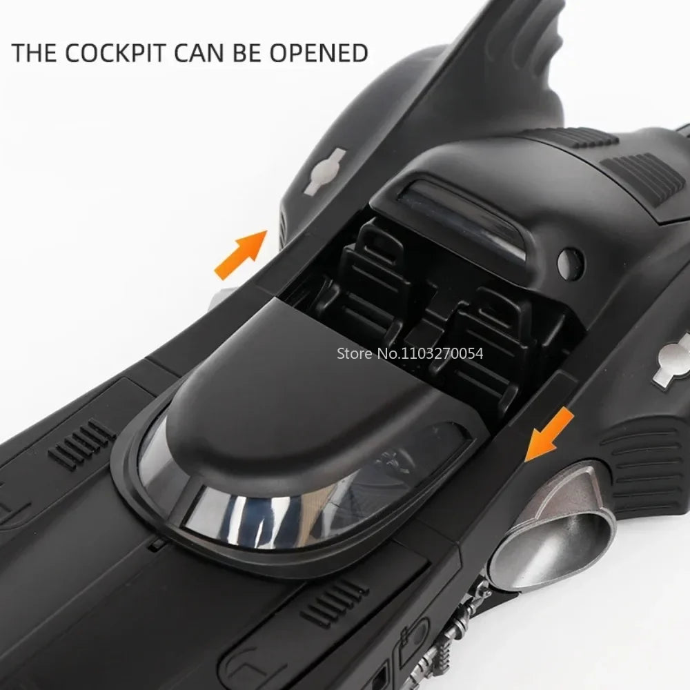 1/18 Simulation Batmobile Alloy Car Models Toys Diecasts With Sound Light Pull Back Chariot Collection Children Christmas Gifts