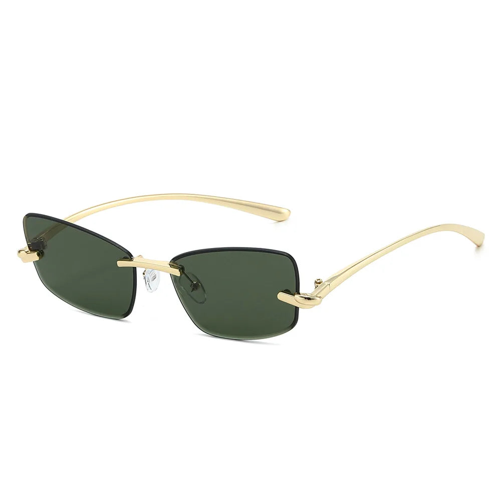 JNPCXI 2026 New Luxury Butterfly Sunglasses for Women Rimless Tint Lens Metal Shades Party Travel Decoration Uv400