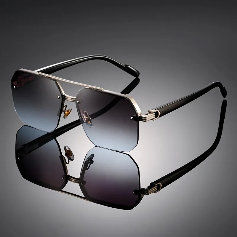 1 Pair of Retro Large Frame Polygonal Half Frame Fashionable Glasses, Suitable for Birthday Gifts and Photography Props