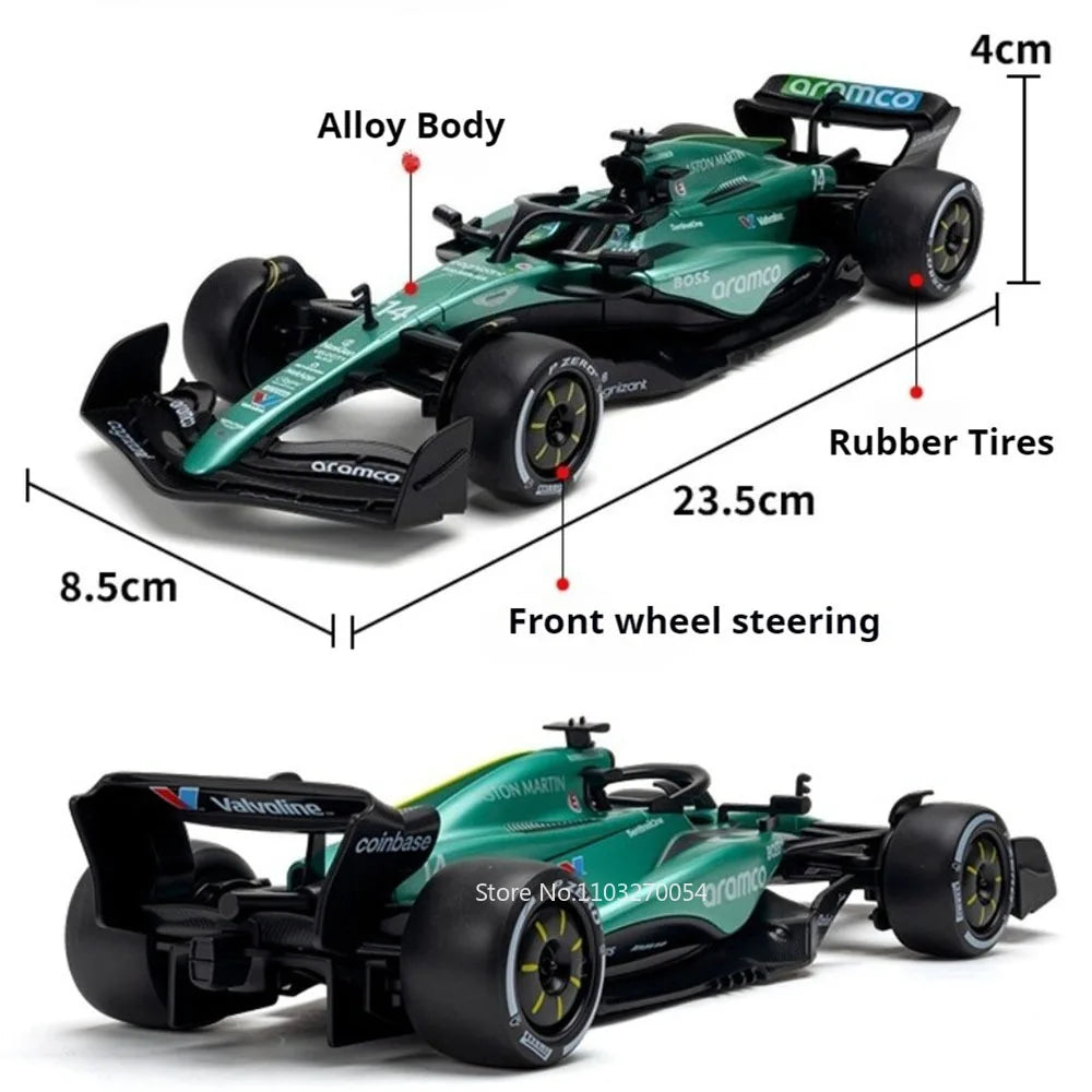 1:24 F1 Formula Racing Car Miniature Model Alloy Diecast Toys Front Wheel Steering Rubber Tire Vehices Display Cabinet Ornaments