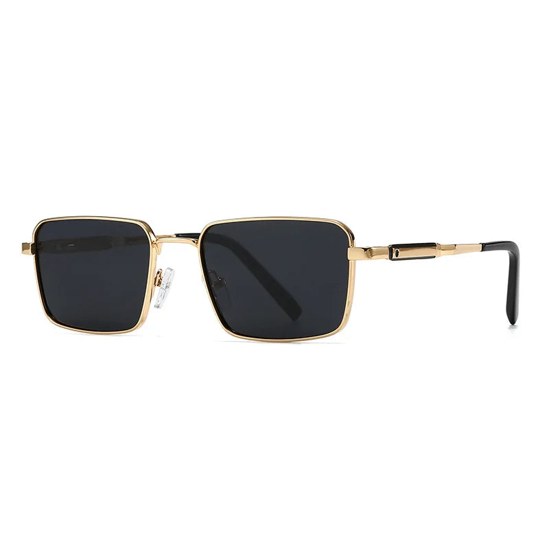 JNPCXI Polarized Fashion Rectangle Sunglasses Women Retro Tea Tea Rivets Men Punk Sun Glasses Shades UV400