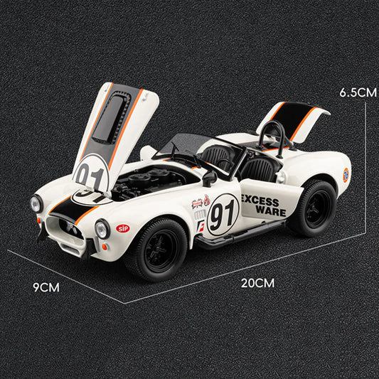 1:22 Shelby Cobra Alloy Diecast Sports Car Model Toys Four Wheel Suspension Sound Light Pull Back Miniature Vehice Birthday Gift