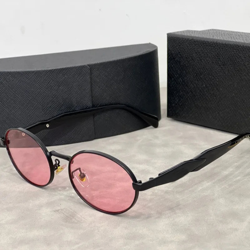 Retro Fashion Metal Round Frame Sunglasses Unisex Street Snap Slimming Large Face Women's Men's Popular Sun Glasses