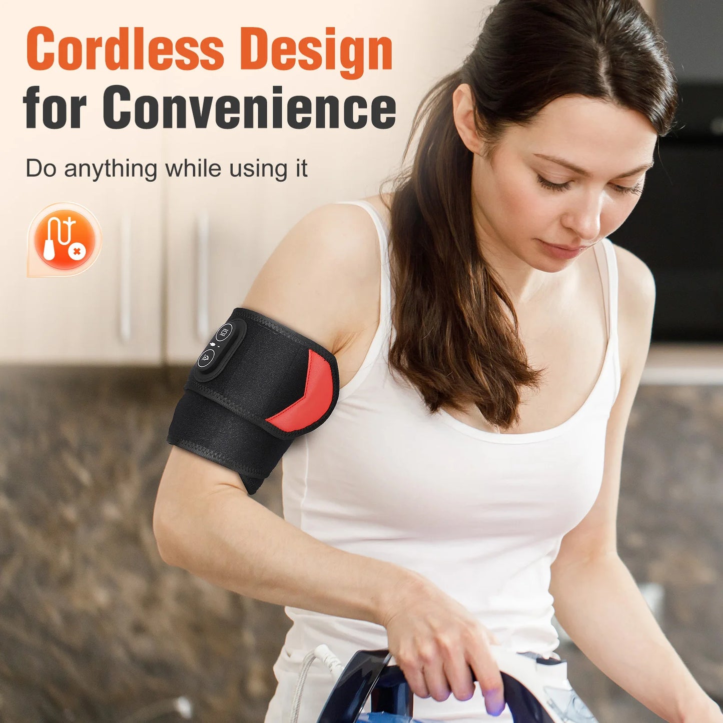 Cordless 36pcs LED Beads 660&850nm Red Light Heating Protect Belt 3 Levels Heating Vibration Hand Wrist Wrap for Leg Arm Ankle