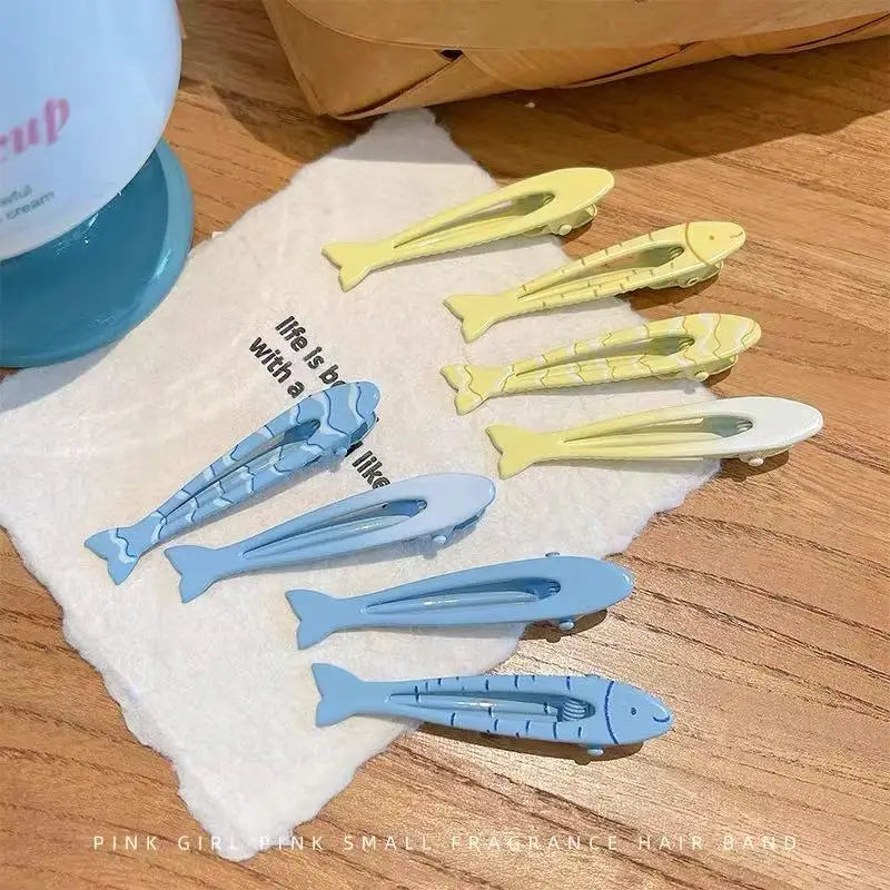4pcs/set Cute Blue Yellow Small Fish Hair Clips For Women Side Clip Duckbill Clip Fashion Girl Hairpin Hair Accessories