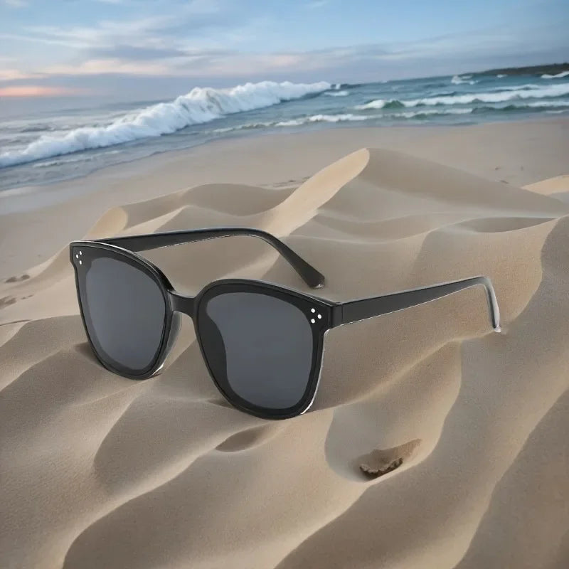 2PCS Korean Version Sunglasses Men Women Fashion Sunglasses Sunscreen Sunglasses Big Face Slimmer Look Anti-Ultraviolet Sunglass