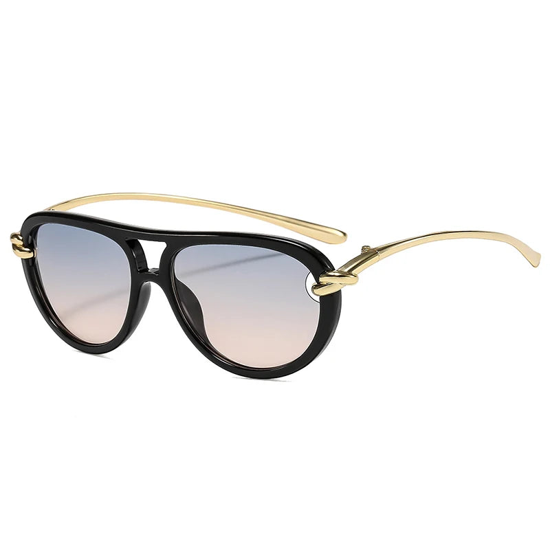 JNPCXI Ins Popular Fashion Double Bridges Pilot Women Luxury Sunglasses Brand Designer Oval Hollow Shades UV400 Men Sun Glasses