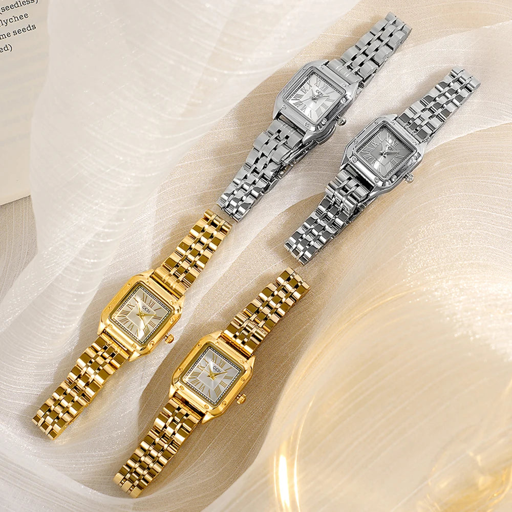 GEDI Vintage Watches for Woman Girlfriend Small Square Steel Strap Women's Watch Luxury Elegant Waterproof Quartz Watches