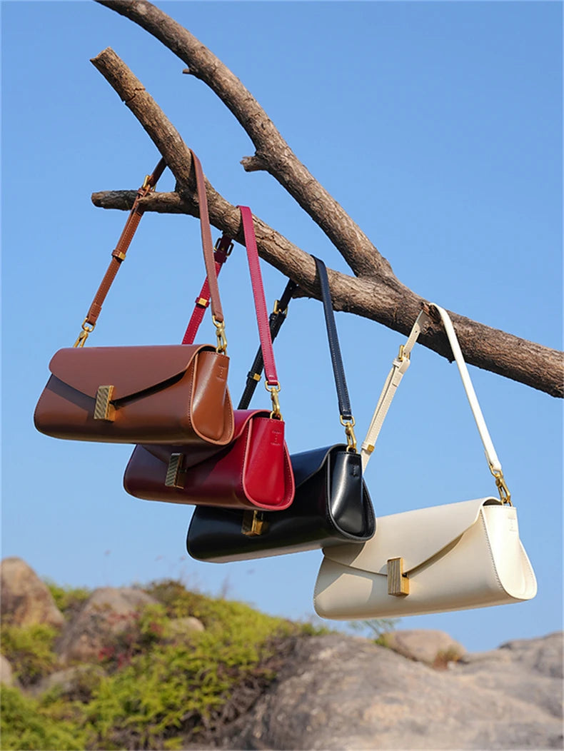 Burminsa Leather Underarm Shoulder Bags Women Luxury Design Crossbody Purse