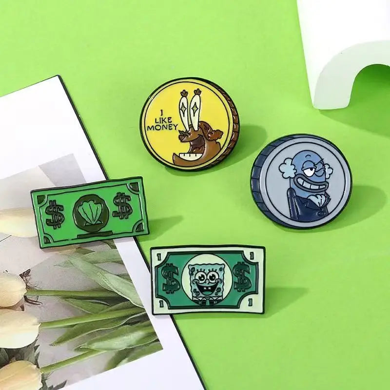 4/6/10 PCS  SquarePants Enamel Lapel Pins Set Cute Children's Gift Jewelry Adorn for Backpack Brooches Collectible Badges